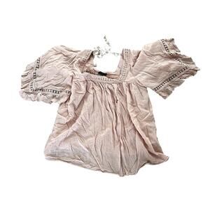 Sapphire O flowy bohemian beige blouse, cottage core, fairycore, size M